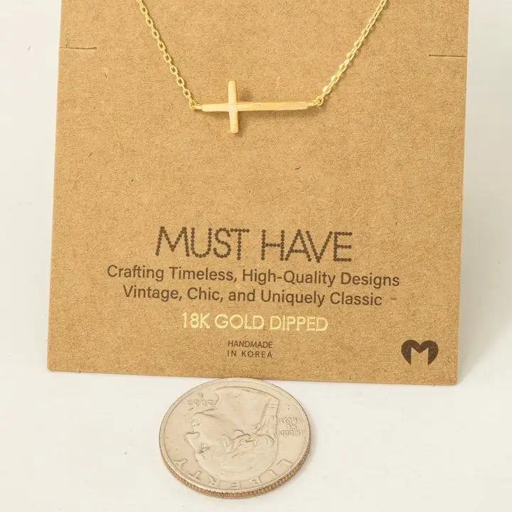 Side Cross Pendant Necklace
