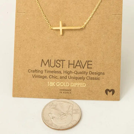 Side Cross Pendant Necklace