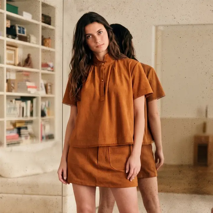 Suede-Look Soft Brush Stretch Skort