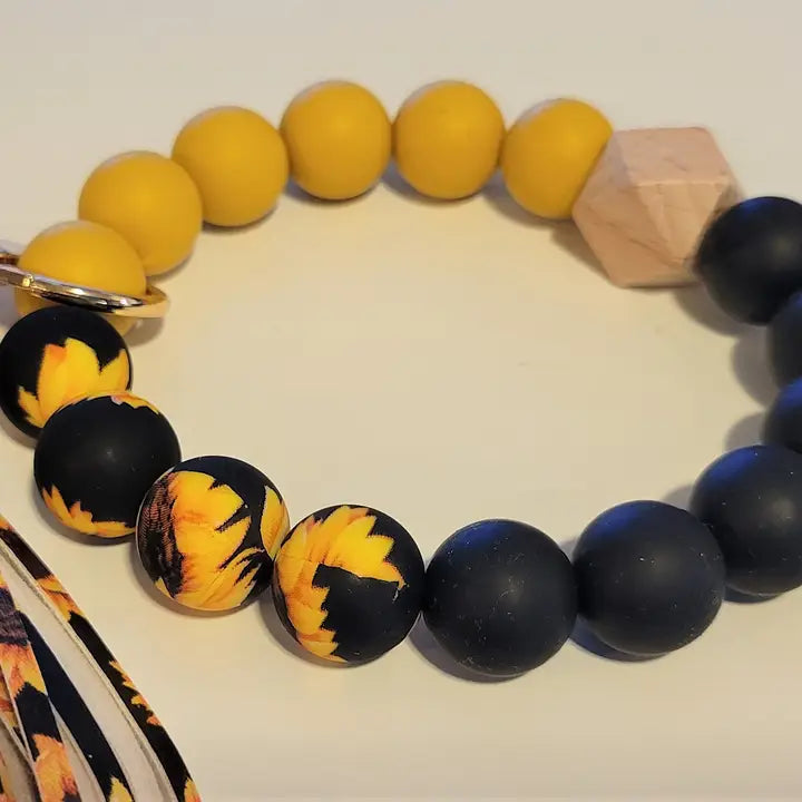Sunflower Silicone Bead Wristlet