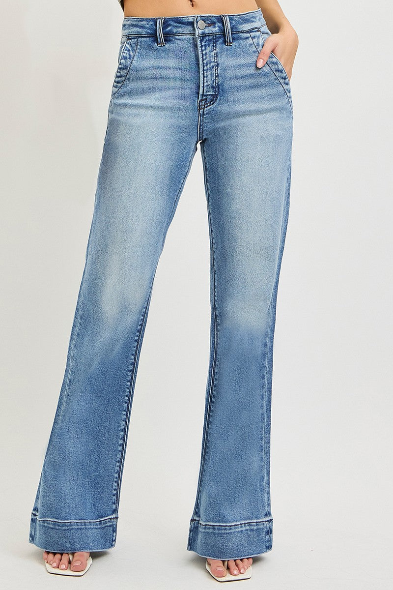 TC High Rise Wide Jeans Med Wash