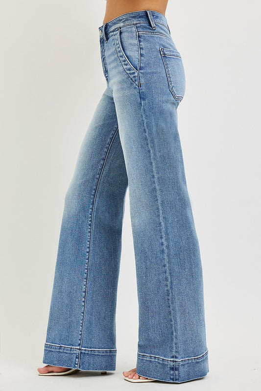 TC High Rise Wide Jeans Med Wash