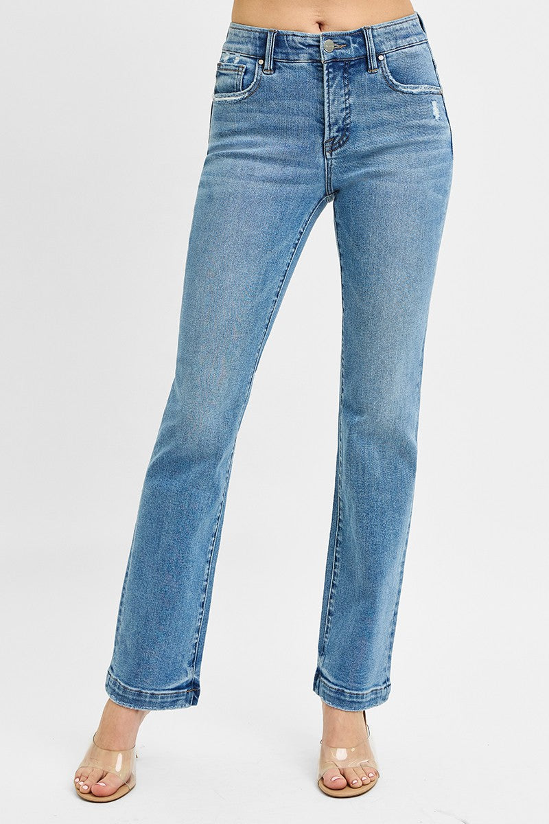 Risen Plus Size Mid Rise Straight Jeans