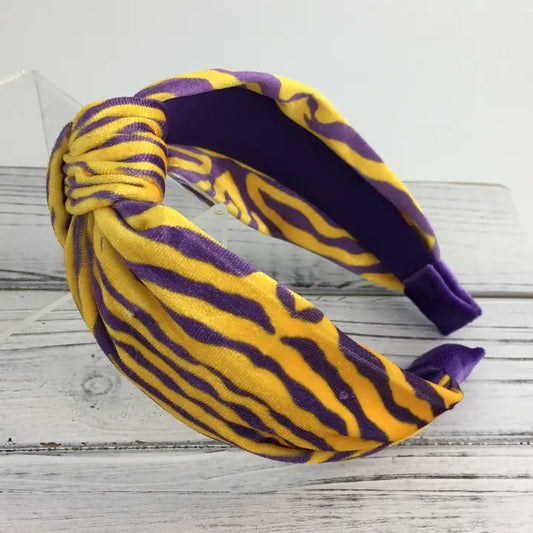 Purple & Gold Tiger Stripe Knot Headband