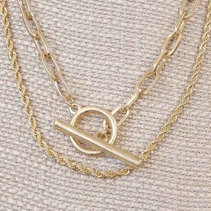 Toggle Necklace Multi Layer Chain