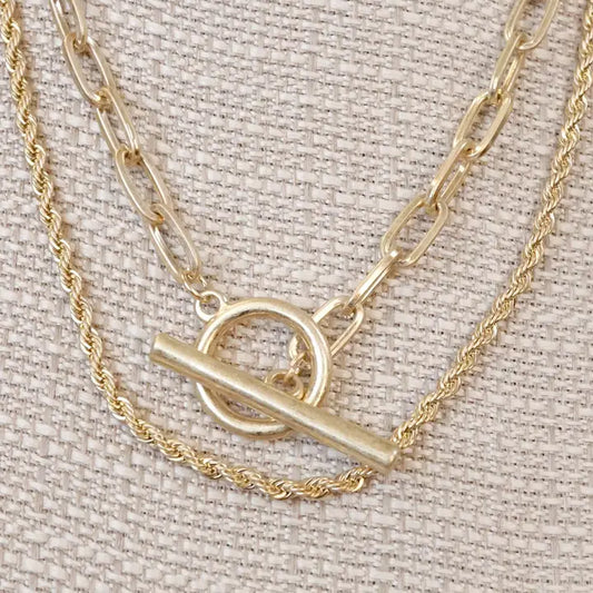Toggle Necklace Multi Layer Chain
