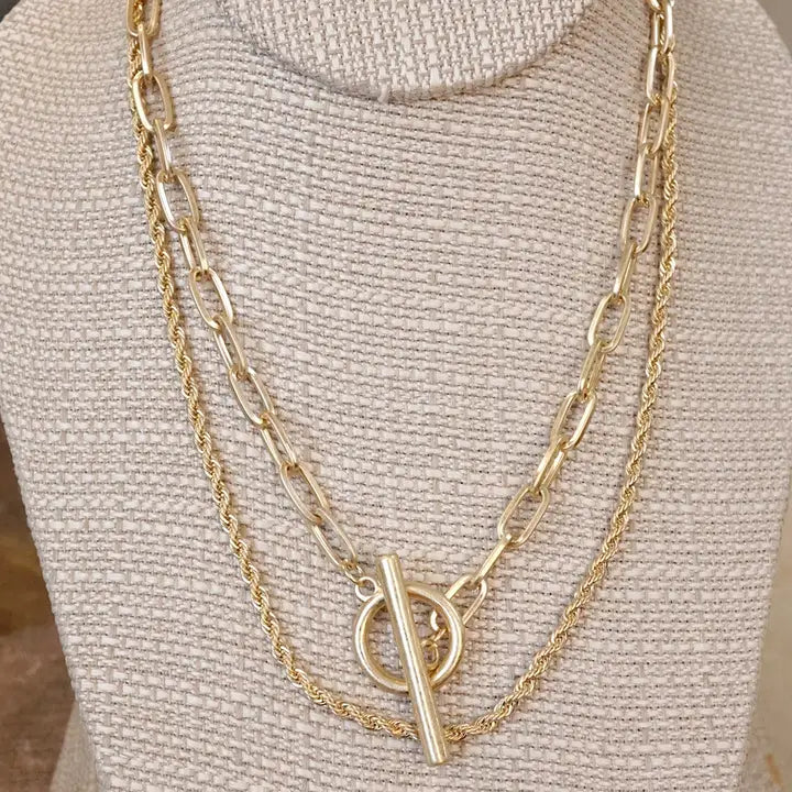 Toggle Necklace Multi Layer Chain