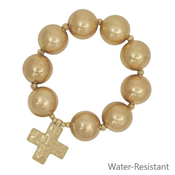 Gold Cross Stretch Bracelet