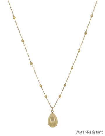 Water-Resistant Gold Beaded Necklace with Thin Chain