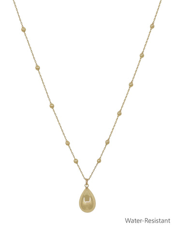 Water-Resistant Gold Beaded Necklace with Thin Chain