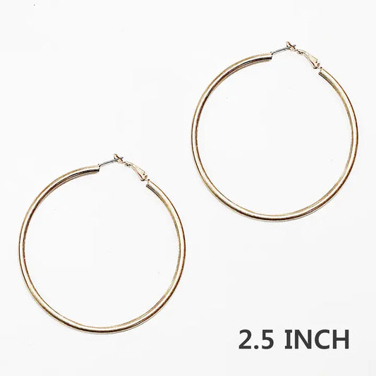 Worn Gold 2.5-Inch Hoop Earrings