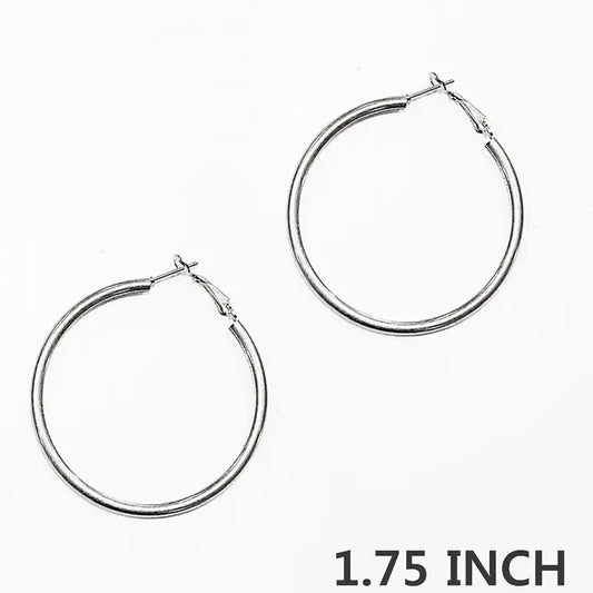 Worn Silver 1.75-Inch Hoop Earrings